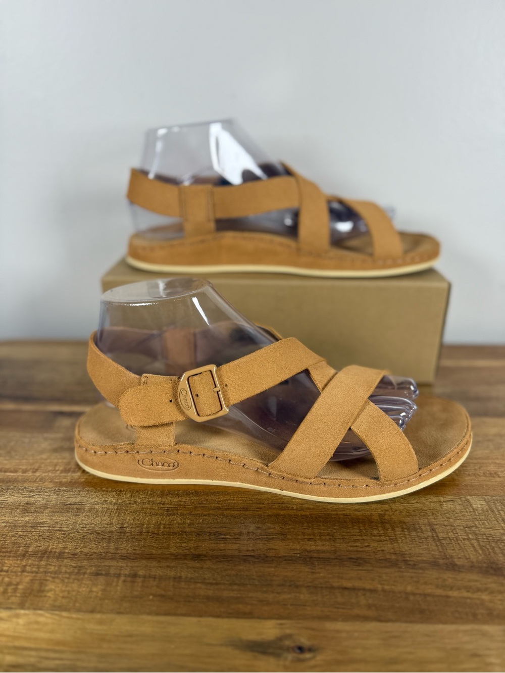 Chaco Tan Leather Suede Crisscross Strapped Sandals Size 9